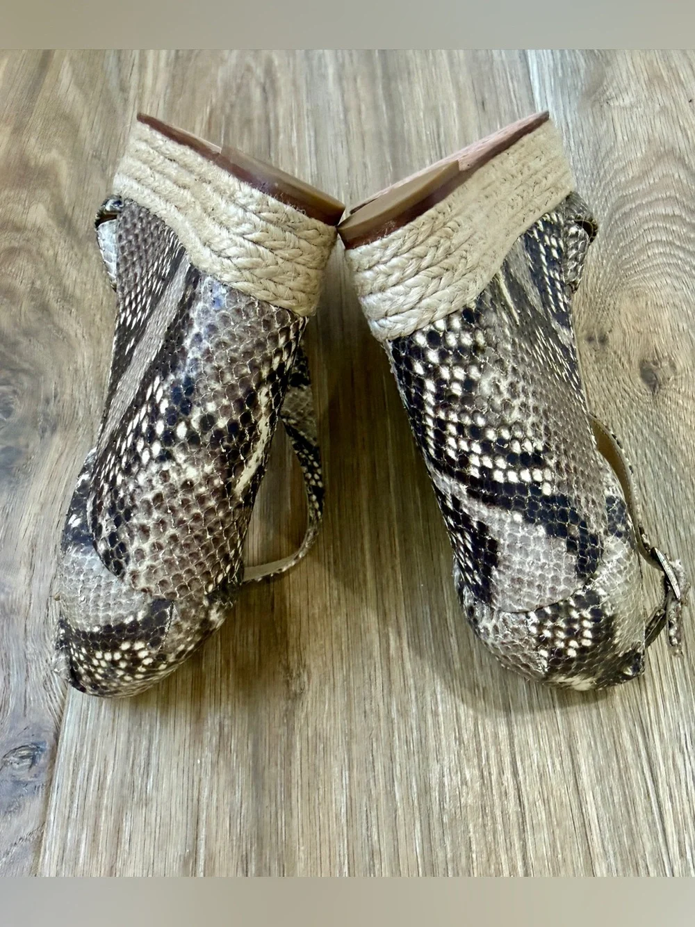 L.K. Bennett Snakeskin Print Espadrille Wedge Sandals EU 37